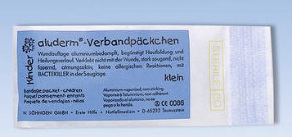 Aluderm Kinder Verbandpäckchen klein 2mx4cm, 1 Stück, PZN 118552 - Römer  Apotheke